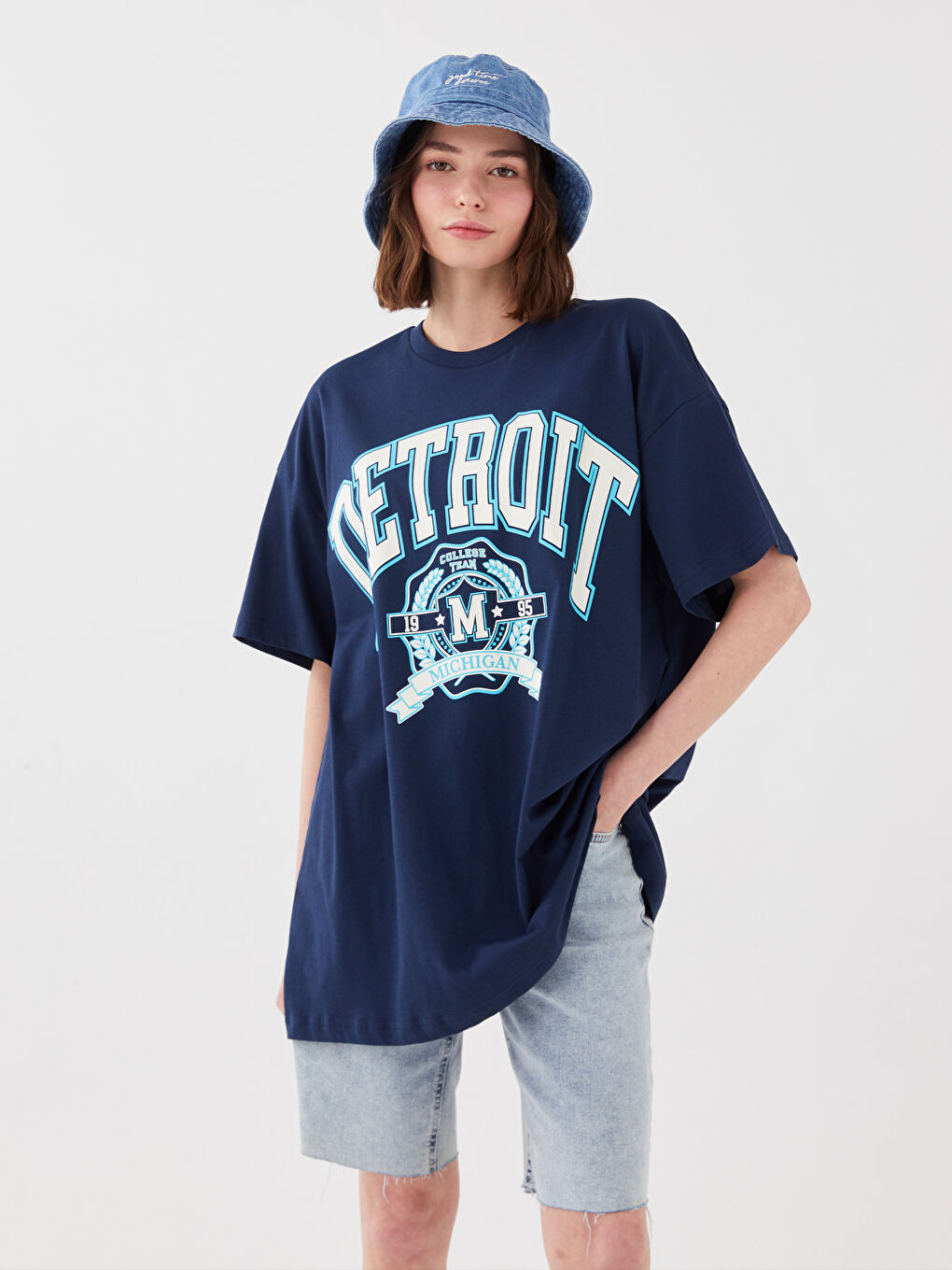 Tricou cu Mânecă Scurtă Imprimat cu Guler Rotund pentru Femei-1