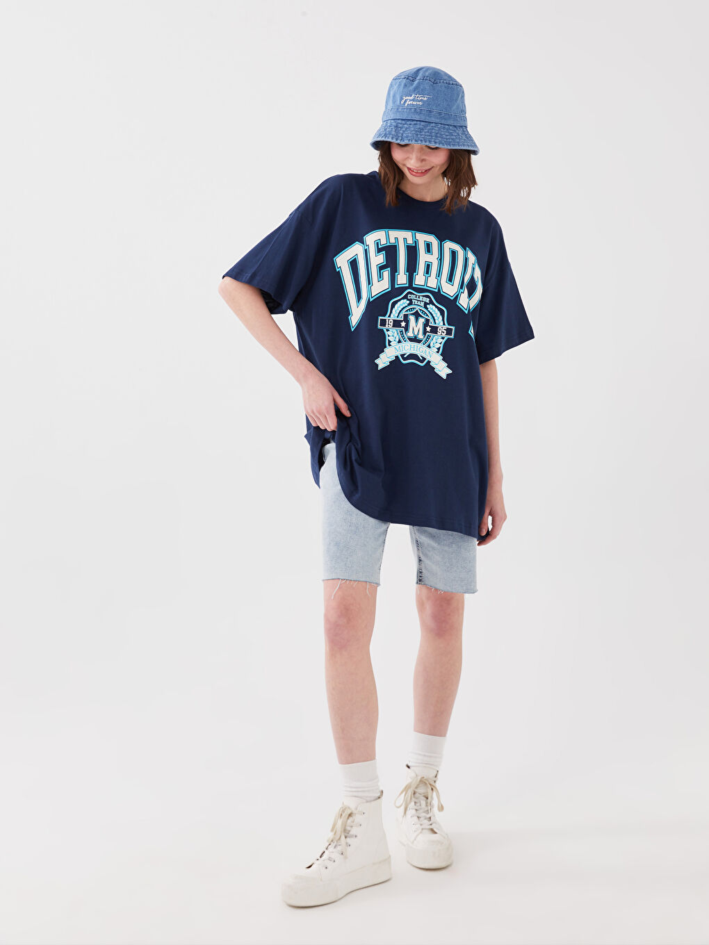 Tricou cu Mânecă Scurtă Imprimat cu Guler Rotund pentru Femei-2