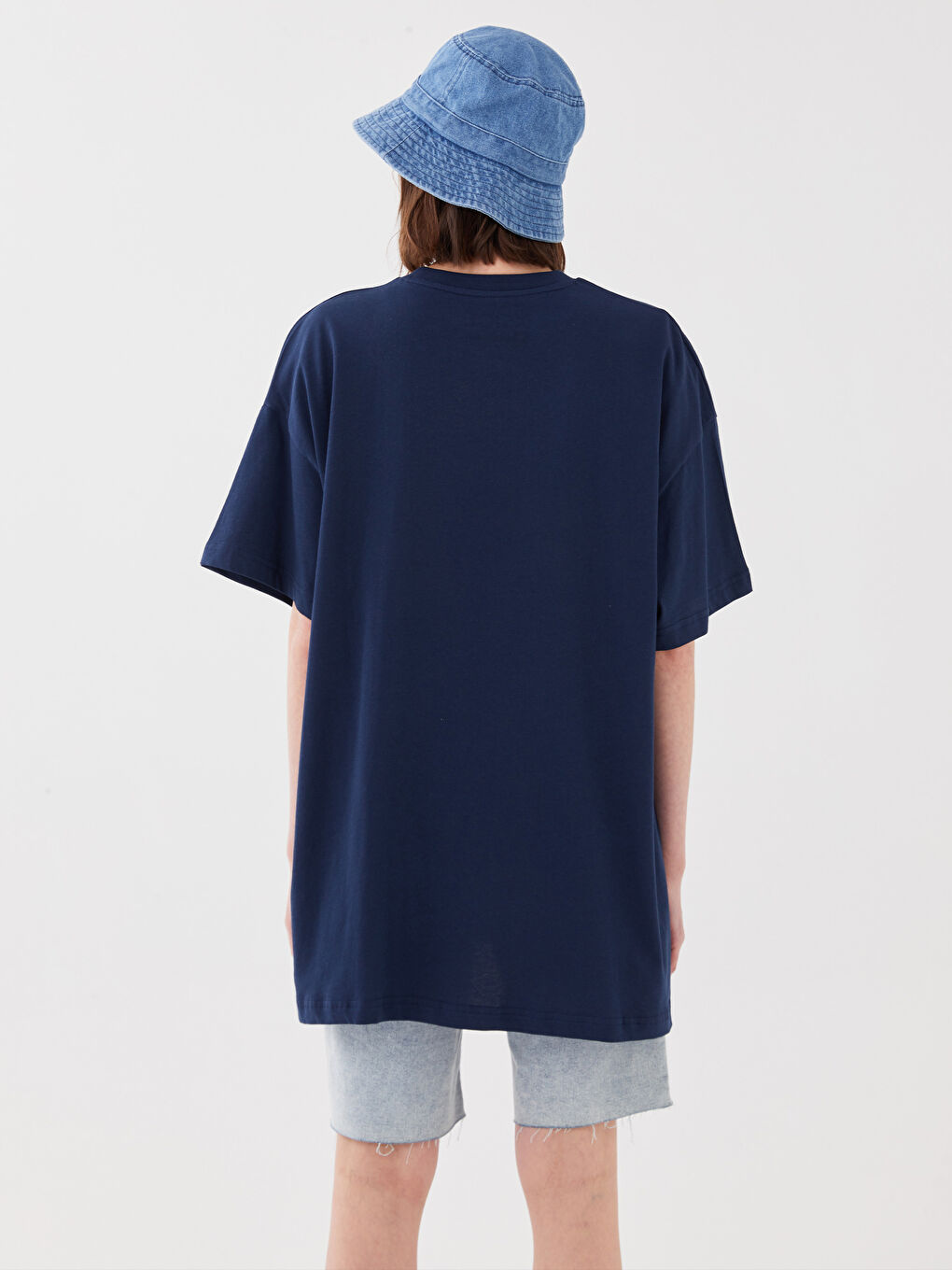 Tricou cu Mânecă Scurtă Imprimat cu Guler Rotund pentru Femei-4