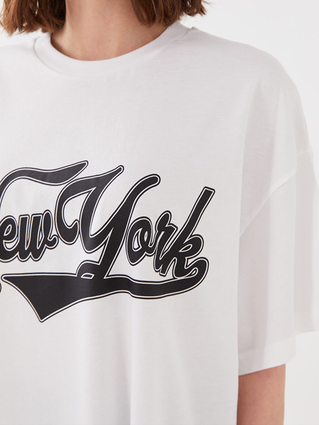 Tricou sport pentru femei cu mânecă scurtă, imprimat, guler rotund-2