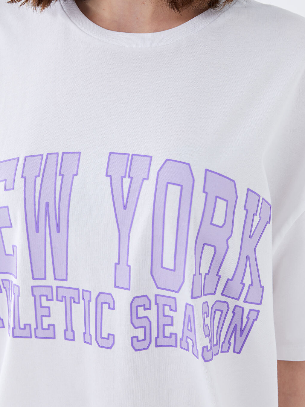 Tricou cu Mânecă Scurtă Imprimat cu Guler Rotund pentru Femei-3