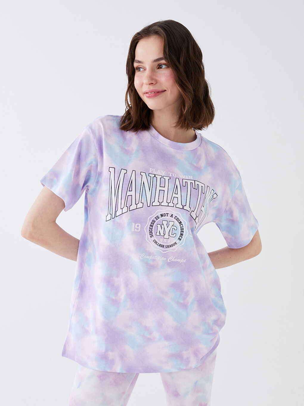 T-shirt à manches courtes imprimé à col rond pour Femmes