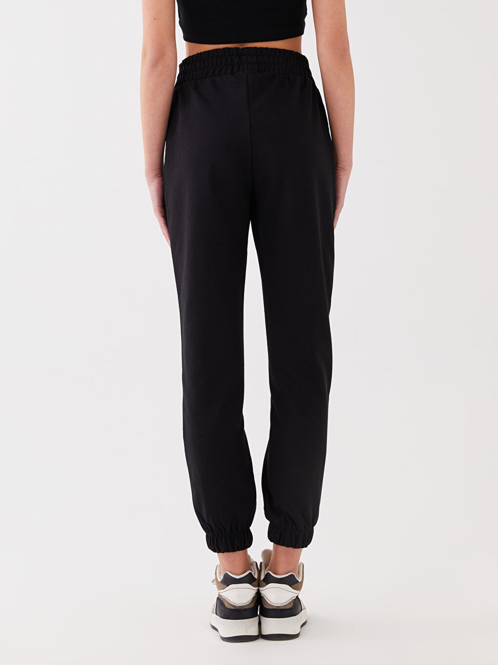 Pantaloni de trening jogger simpli cu talie elastică pentru femei-3