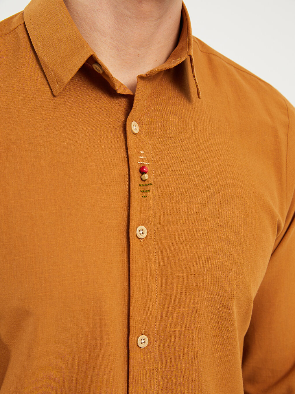 Kahverengi Regular Fit Uzun Kollu Erkek Gömlek-3