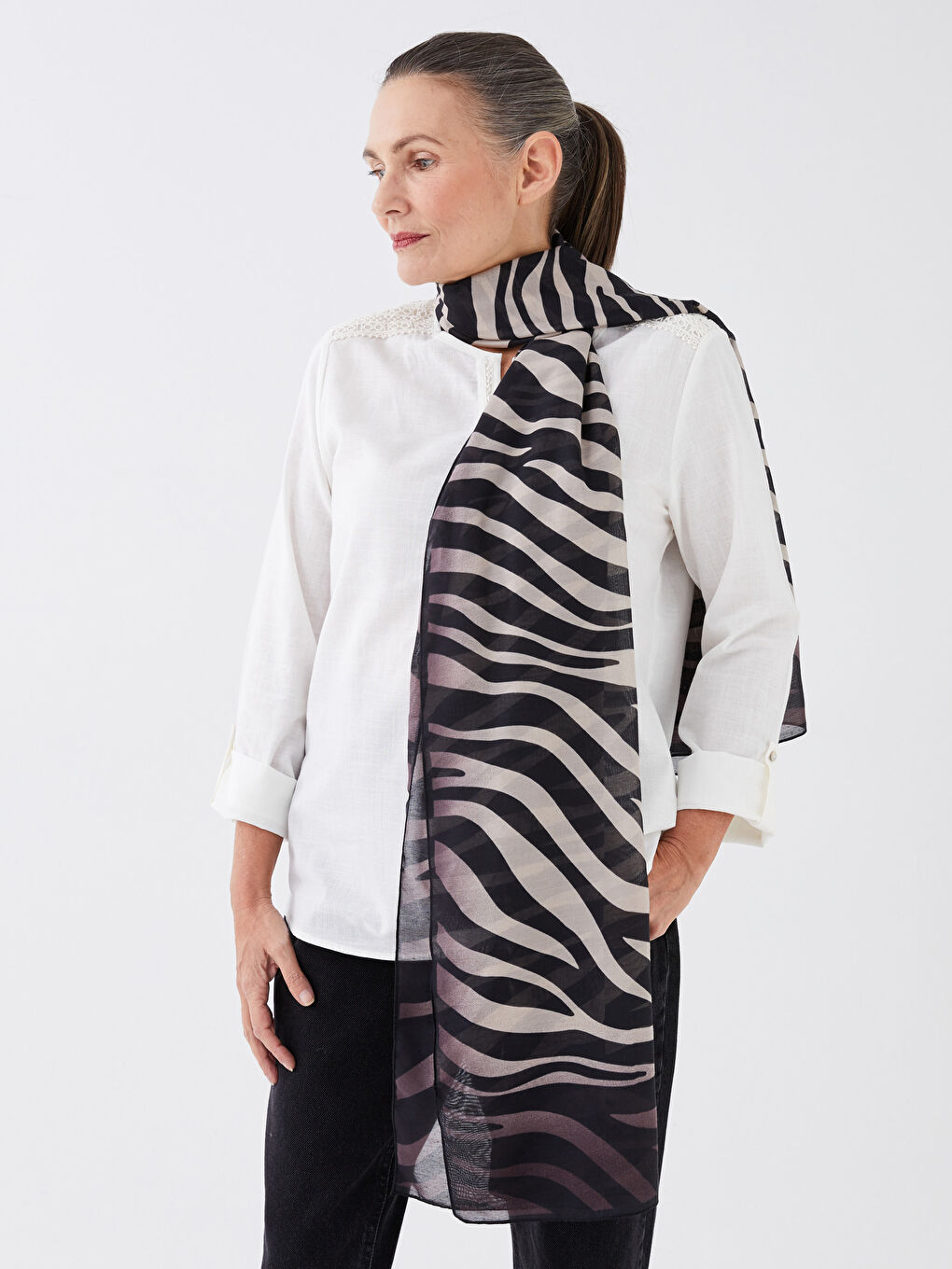 Șal Texturat Pes cu Imprimeu pentru Femei-1