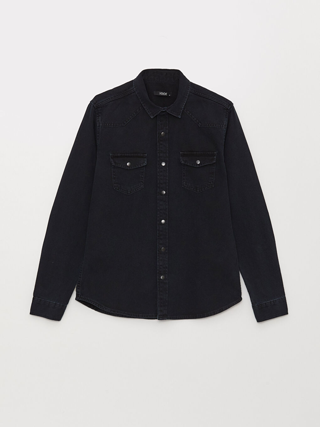 Antrasit Regular Fit Uzun Kollu Erkek Jean Gömlek-5