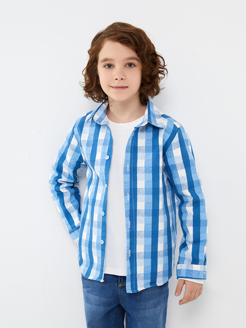 Plaid Long Sleeve Boy Shirt -S3EN51Z4-LLC