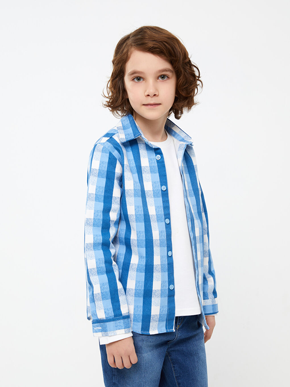 Plaid Long Sleeve Boy Shirt -S3EN51Z4-LLC