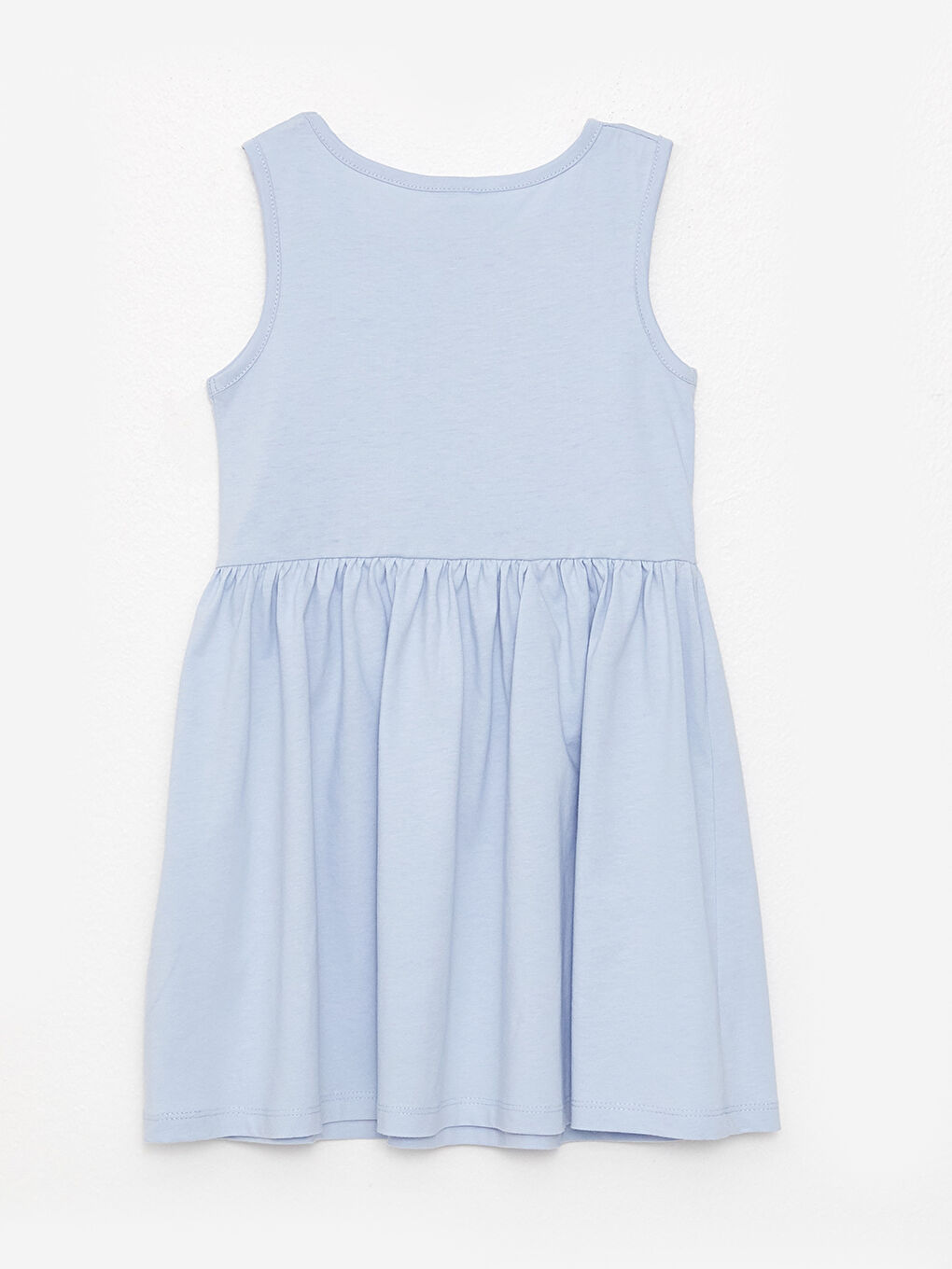 Mavi Bisiklet Yaka Baskılı Kız Çocuk Elbise-1