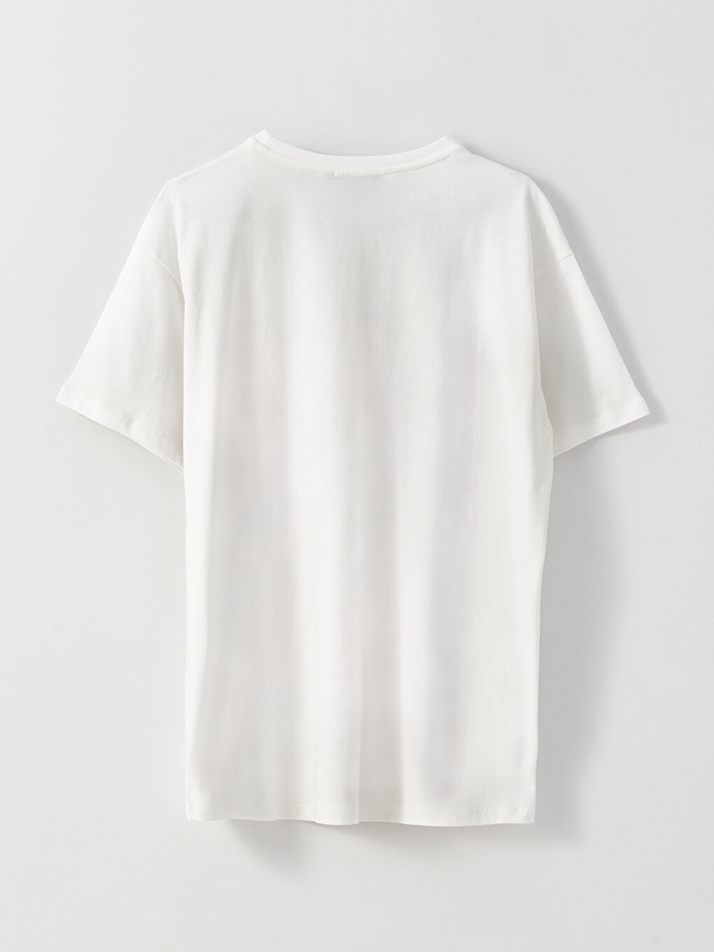 Beyaz Bisiklet Yaka Baskılı Kısa Kollu Kadın Tişört-6