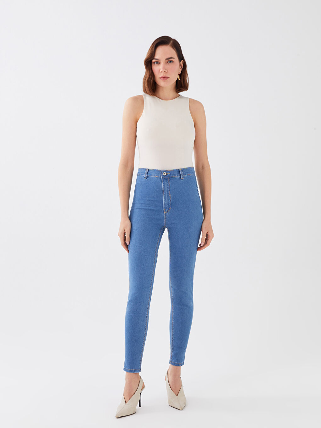 LCWAIKIKI Basic High Waisted Straight Fit Women's Jeans -S3EN91Z8-311