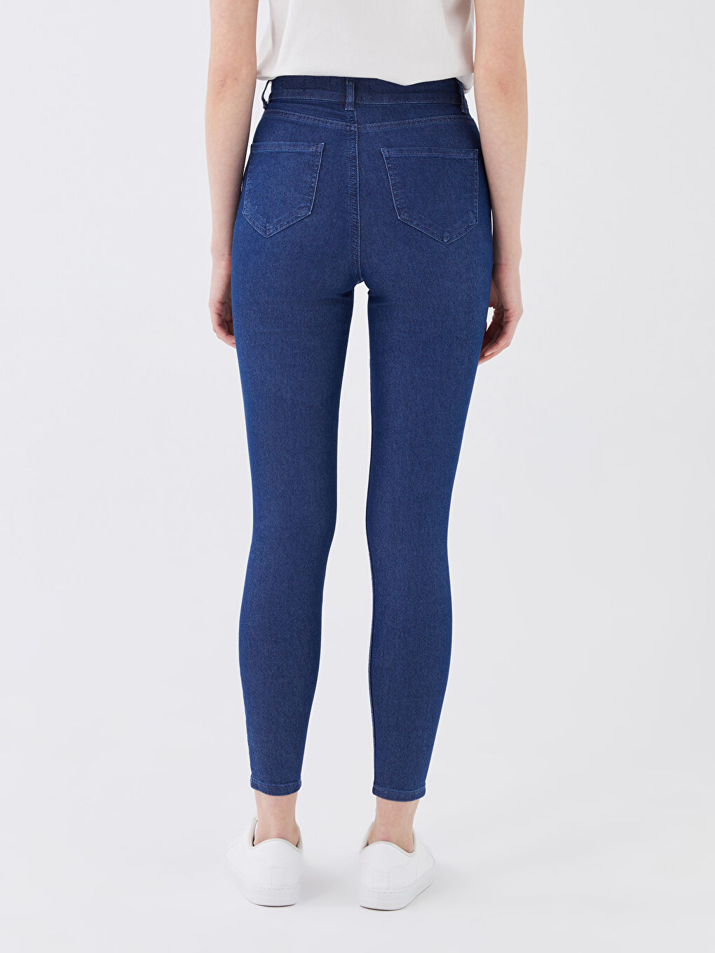 İndigo Yüksek Bel Slim Fit Kadın Jean Pantolon-4