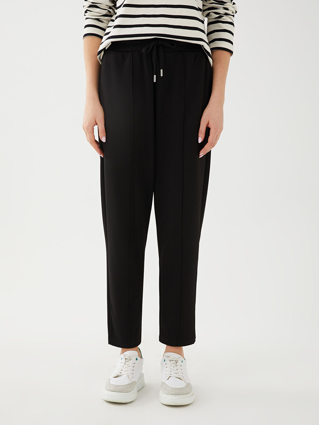 بنطلون رياضي سادة بخصر مرن للسيدات-2