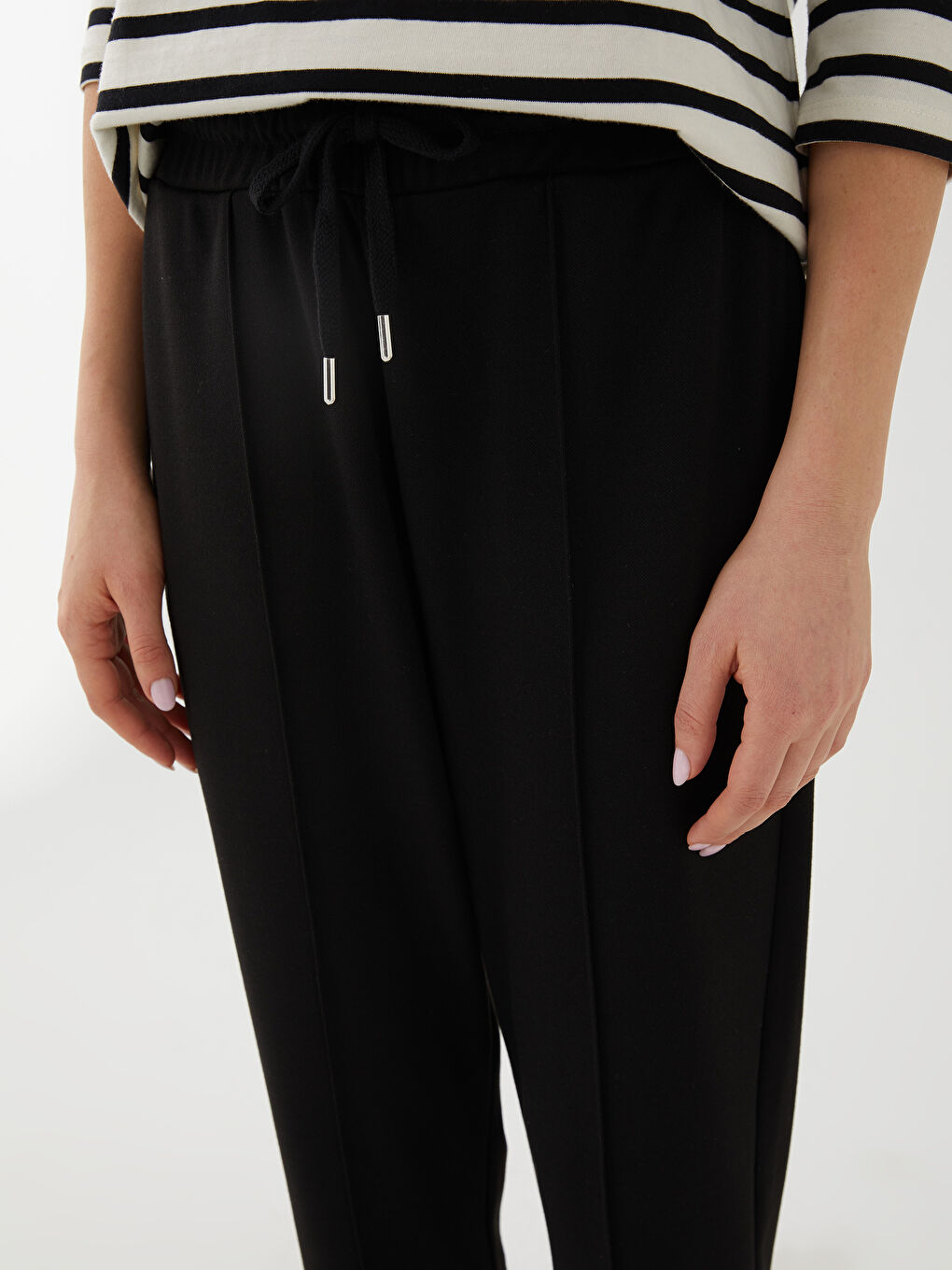 بنطلون رياضي سادة بخصر مرن للسيدات-4