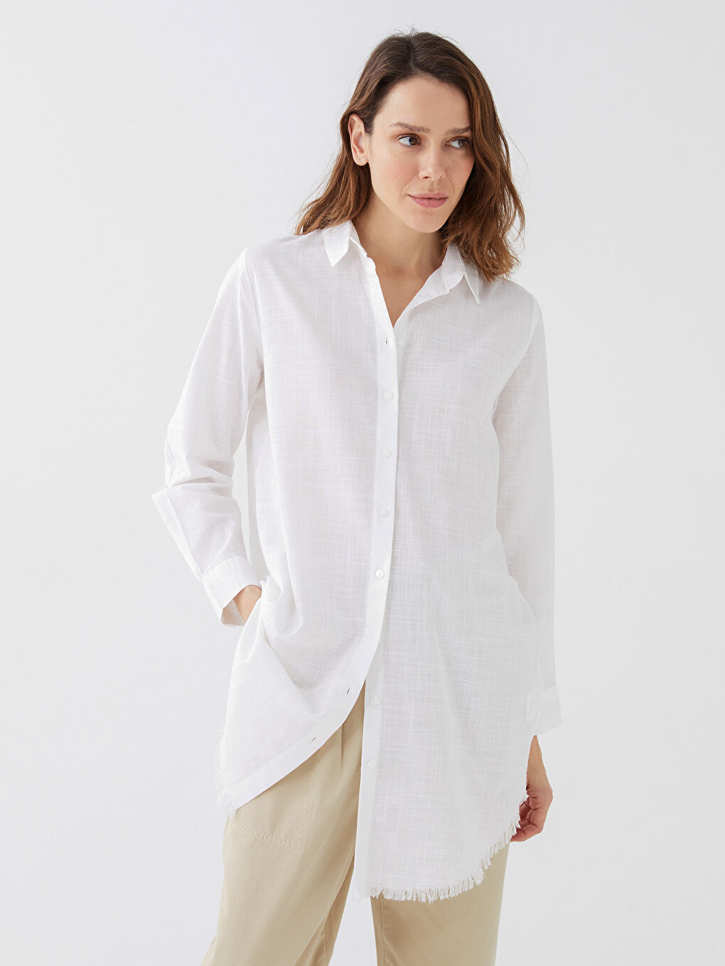 Plain Long Sleeve Women's Shirt Tunic -S3EO10Z8-SZQ