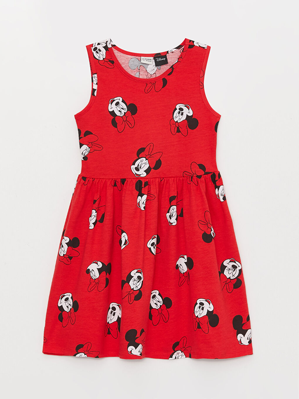 Crew Neck Minnie Mouse Printed Girls' Dress