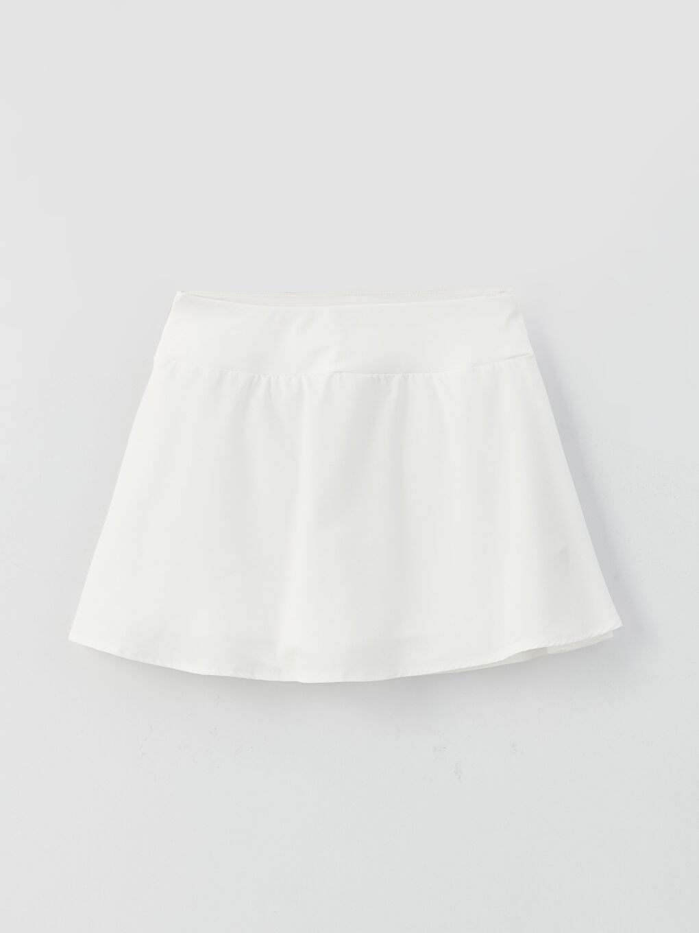 Ekru Kadın Beli Lastikli Düz Şortlu Etek-6