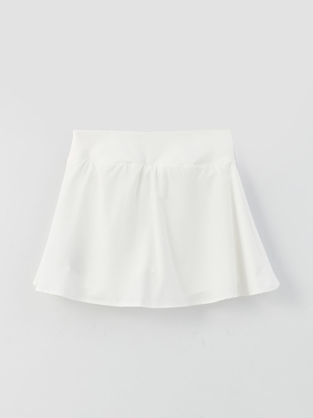 Ekru Kadın Beli Lastikli Düz Şortlu Etek-7