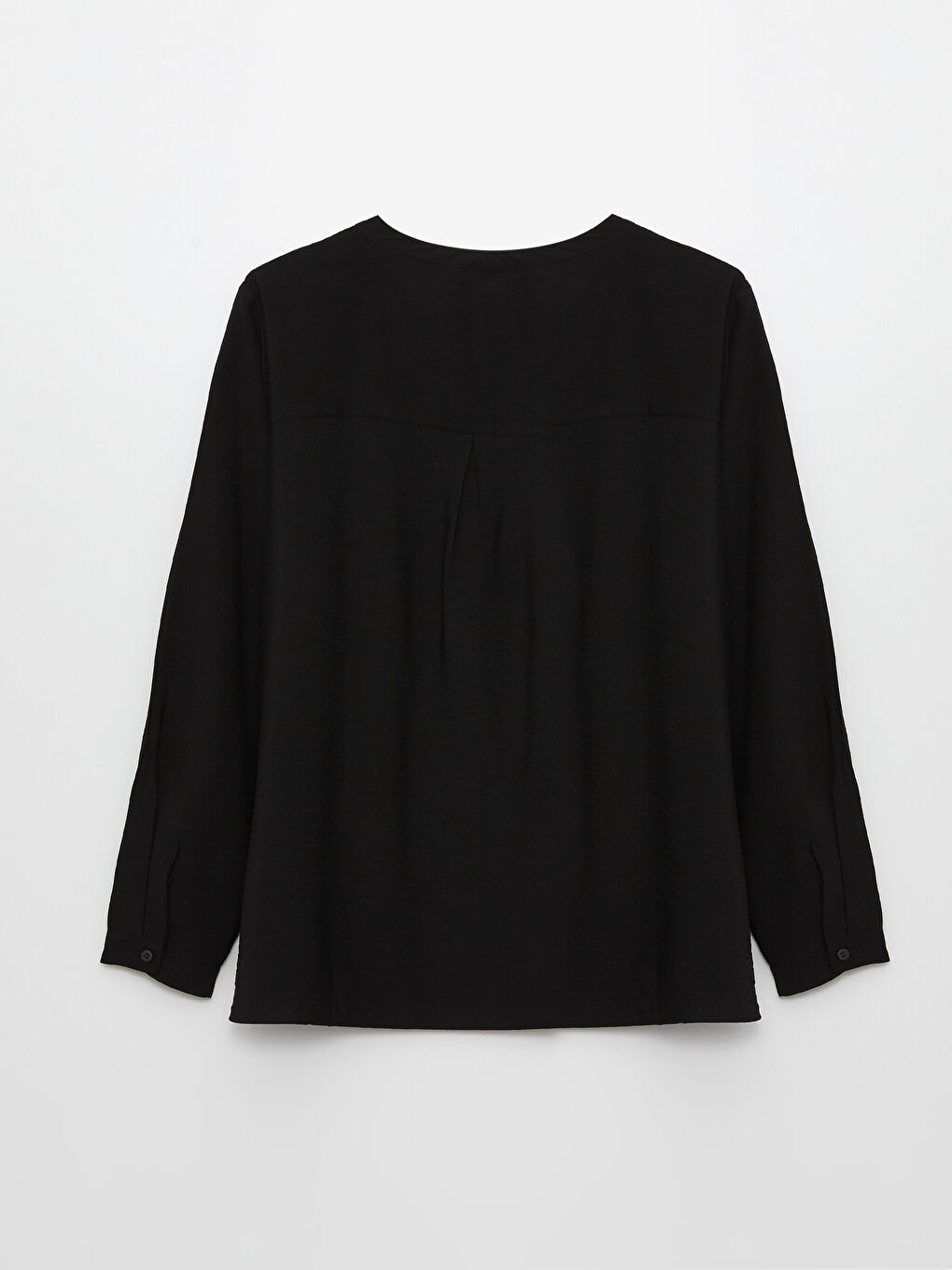 Siyah Kaçık Yaka Düz Uzun Kollu Kadın Bluz-5