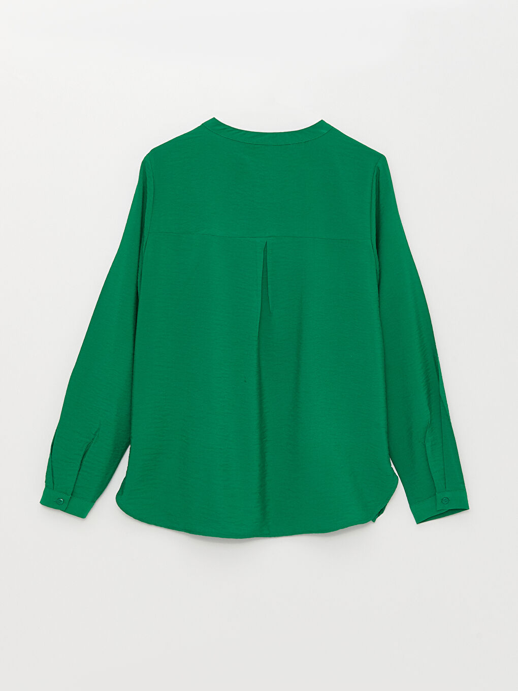 Yeşil Kaçık Yaka Düz Uzun Kollu Kadın Bluz-6