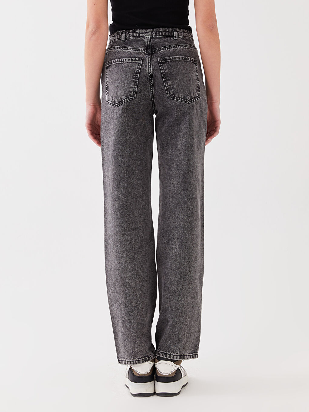 Antrasit Normal Bel Straight Fit Kadın Jean Pantolon-3