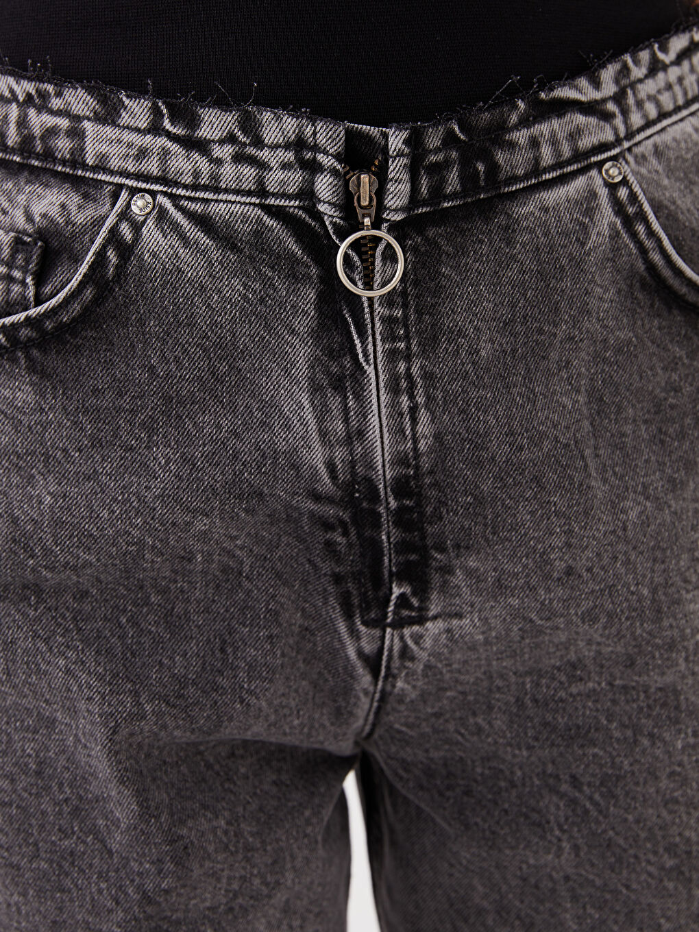 Antrasit Normal Bel Straight Fit Kadın Jean Pantolon-4