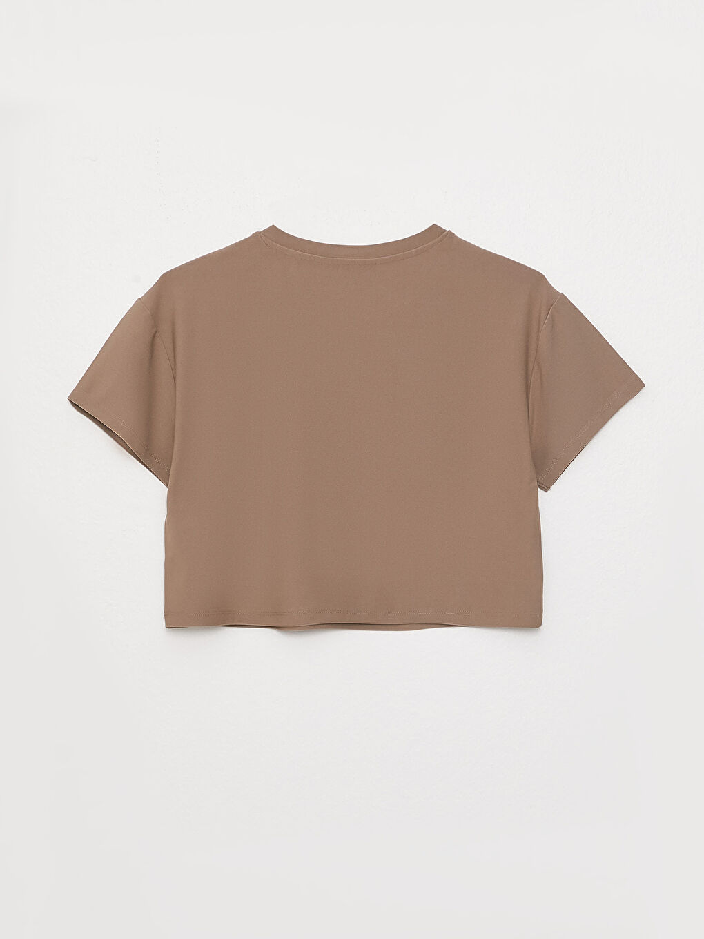 Crew Neck Plain Short Sleeve Women's Crop-6