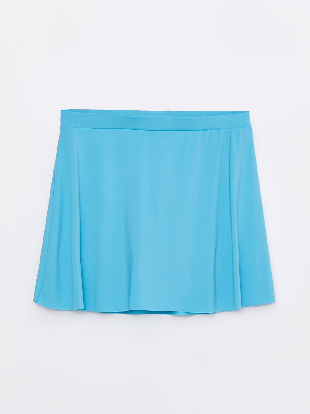 Mavi Kadın Beli Lastikli Düz Yüzme Şort Etek-5