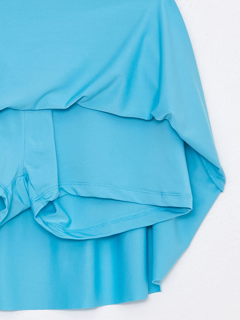 Mavi Kadın Beli Lastikli Düz Yüzme Şort Etek-6