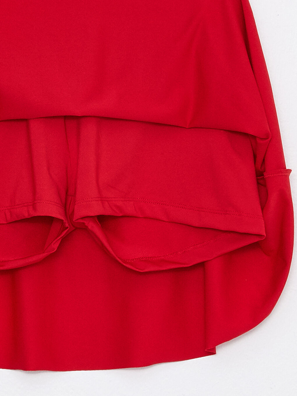 Kırmızı Kadın Beli Lastikli Düz Yüzme Şort Etek-7