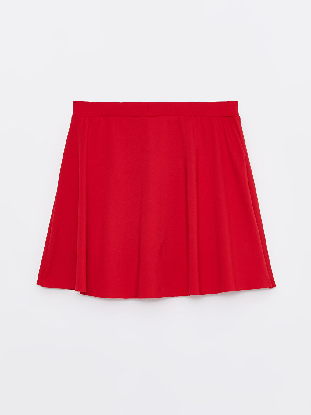 Kırmızı Kadın Beli Lastikli Düz Yüzme Şort Etek-8