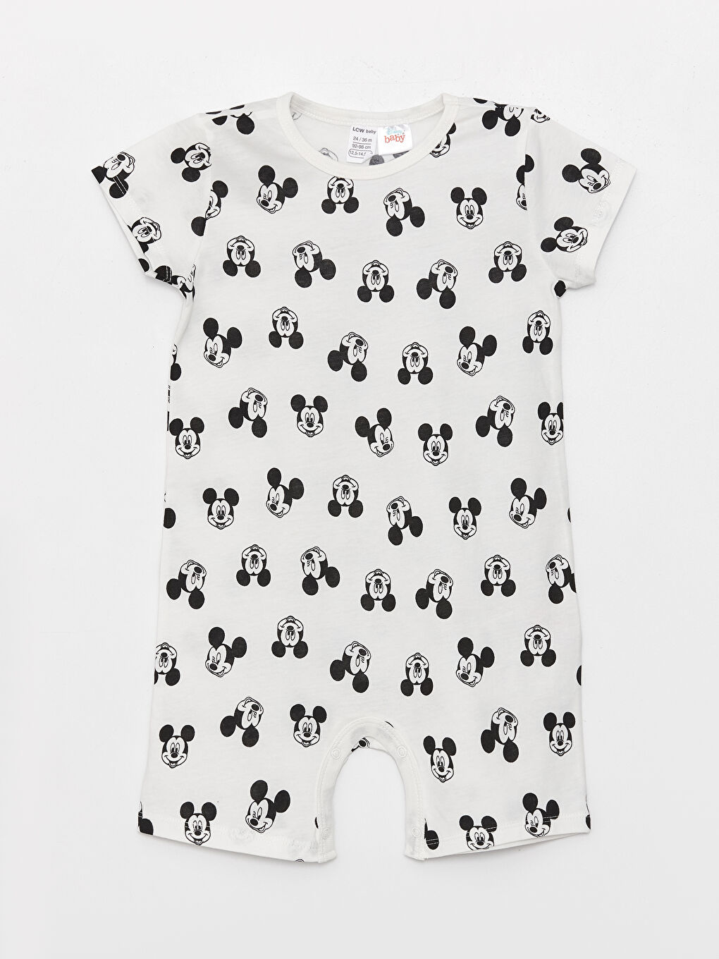 LCW baby Turkuaz Bisiklet Yaka Kısa Kollu Mickey Mouse Baskılı Erkek Bebek Tulum 2'li - 1