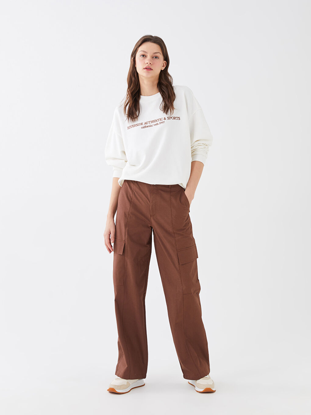 LCW Vision Comfortable Fit Straight Parachute Fabric Women's Trousers -S3EP08Z8-HKA