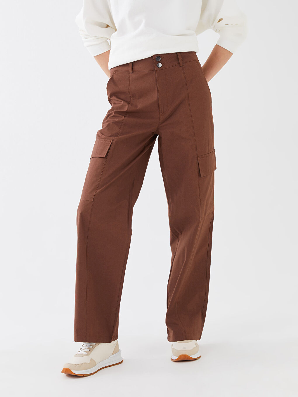 LCW Vision Comfortable Fit Straight Parachute Fabric Women's Trousers -S3EP08Z8-HKA