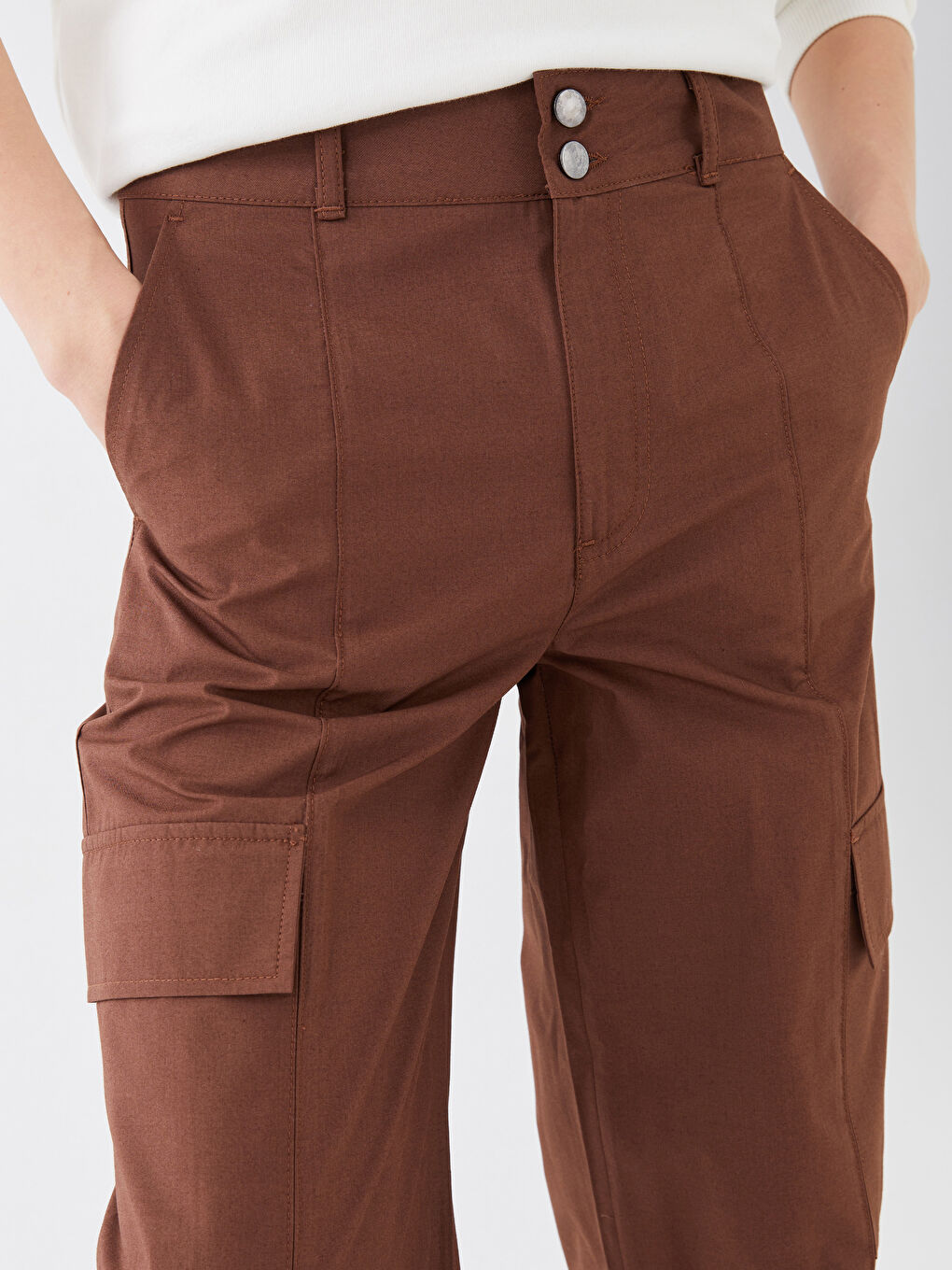 LCW Vision Comfortable Fit Straight Parachute Fabric Women's Trousers -S3EP08Z8-HKA