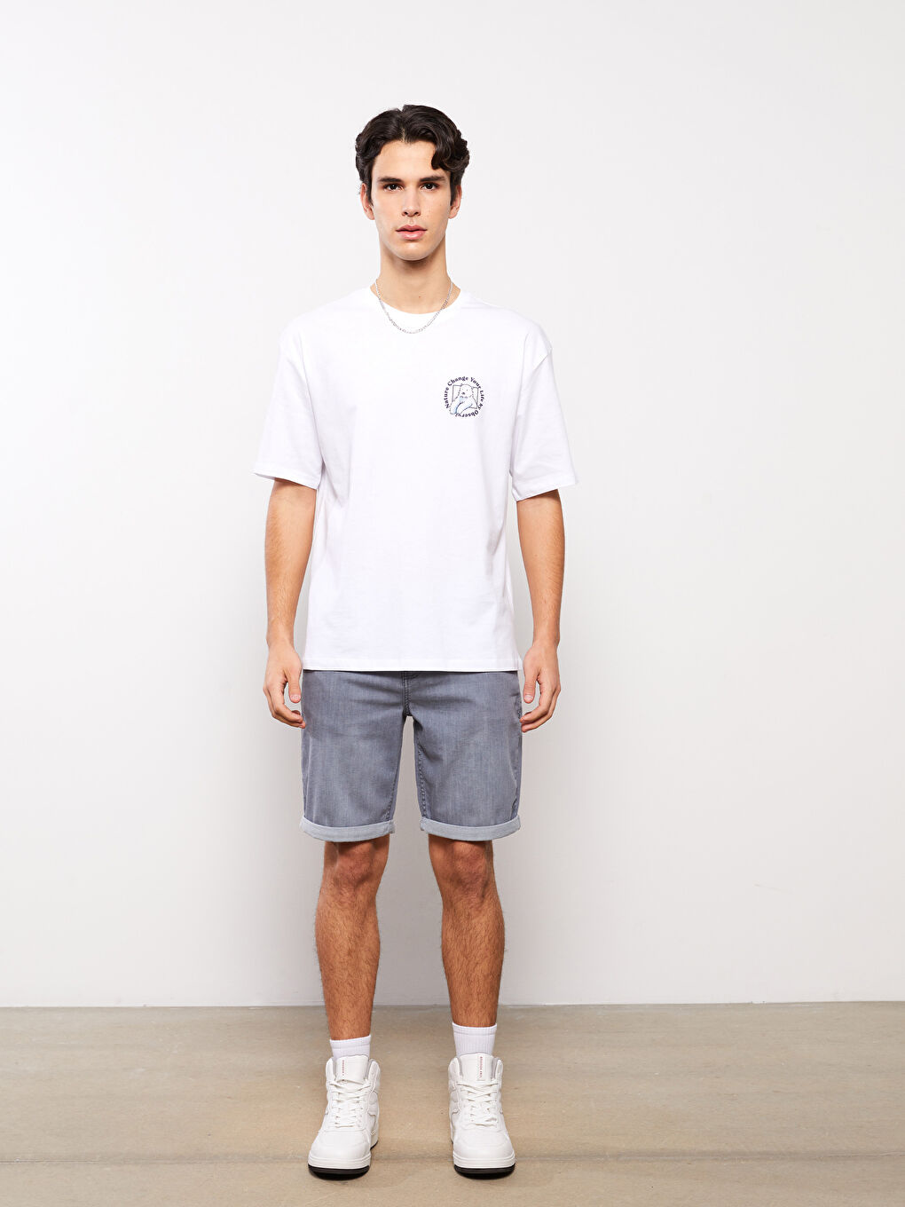 Crew Neck Short Sleeve Printed Combed Cotton Men's T-shirt-2