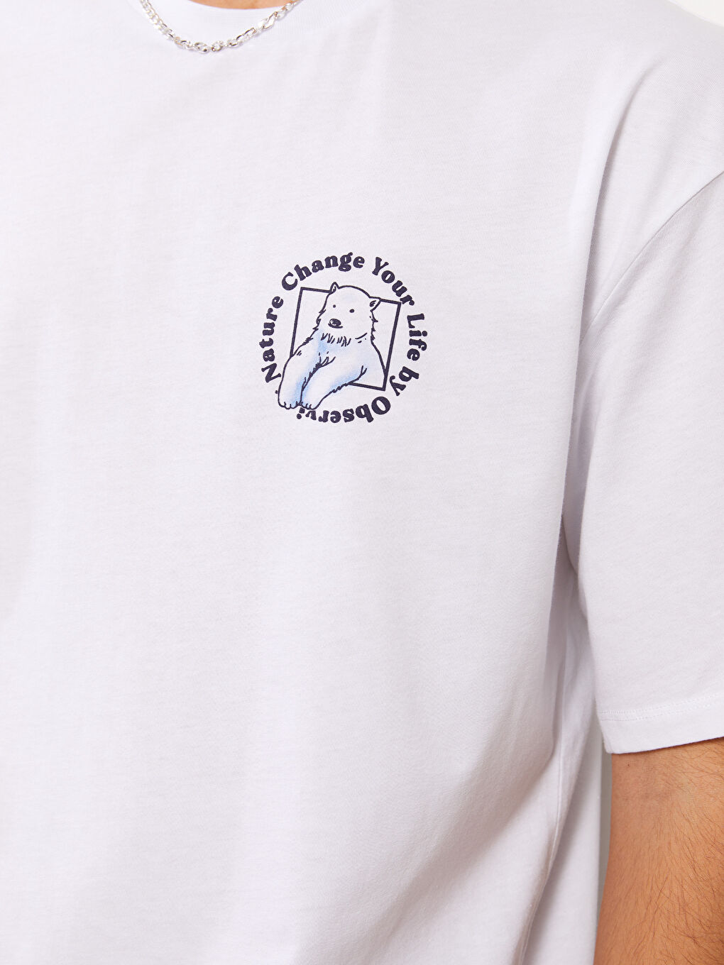 Crew Neck Short Sleeve Printed Combed Cotton Men's T-shirt-3