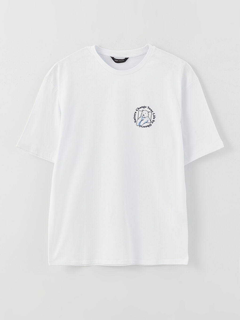 Crew Neck Short Sleeve Printed Combed Cotton Men's T-shirt-5