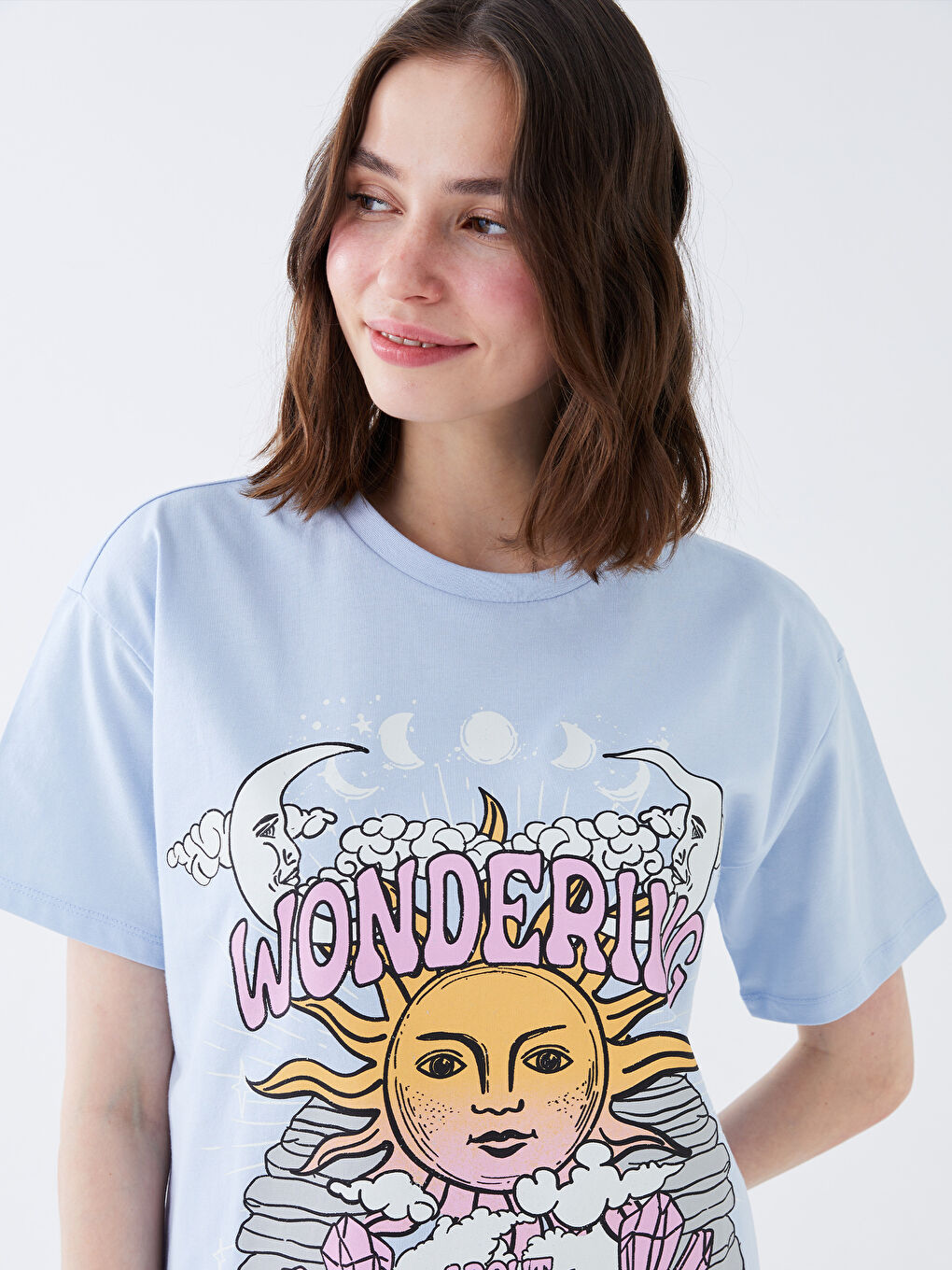 T-shirt à manches courtes imprimé à col rond pour Femmes