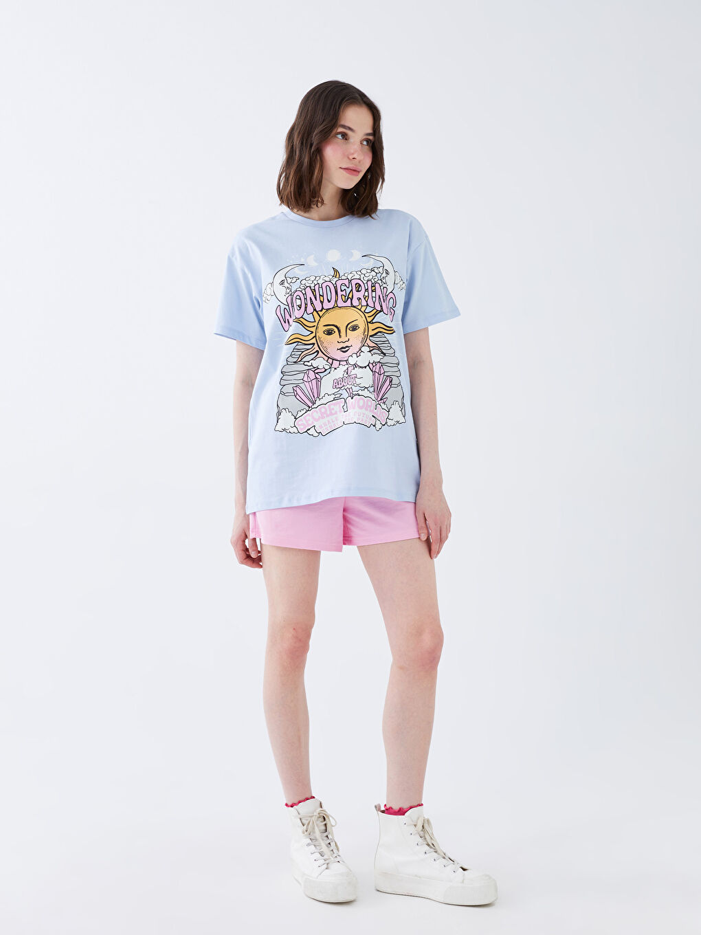 T-shirt à manches courtes imprimé à col rond pour Femmes-2