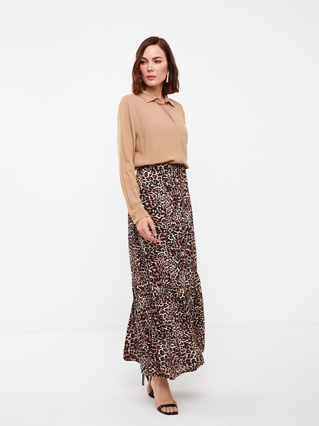 Elastic Waist Patterned A-Line Women's Skirt -S3EP66Z8-LQY