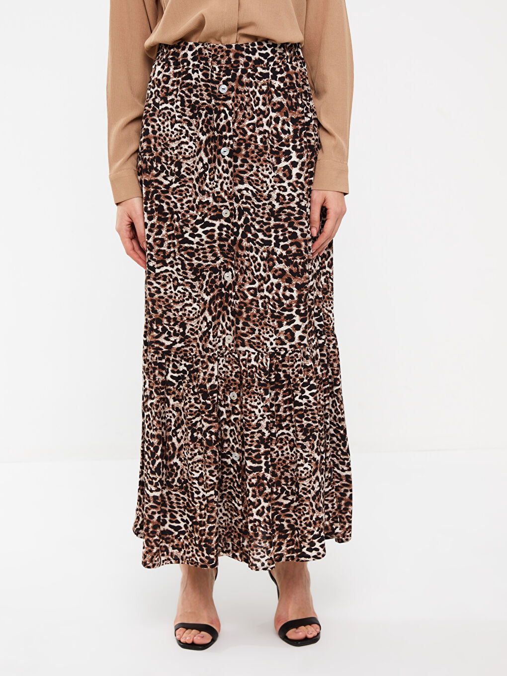 Elastic Waist Patterned A-Line Women's Skirt -S3EP66Z8-LQY