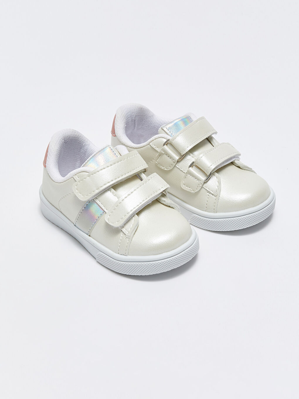 Beyaz Çift Cırtlı Kız Bebek İlk Adım Ayakkabısı