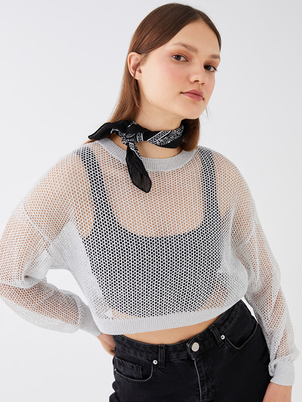 Siyah Desenli Kadın Bandana-1