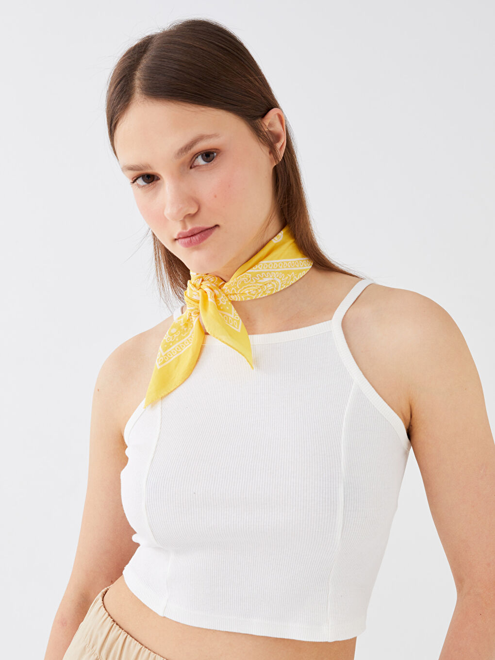 Sarı Desenli Kadın Bandana-1