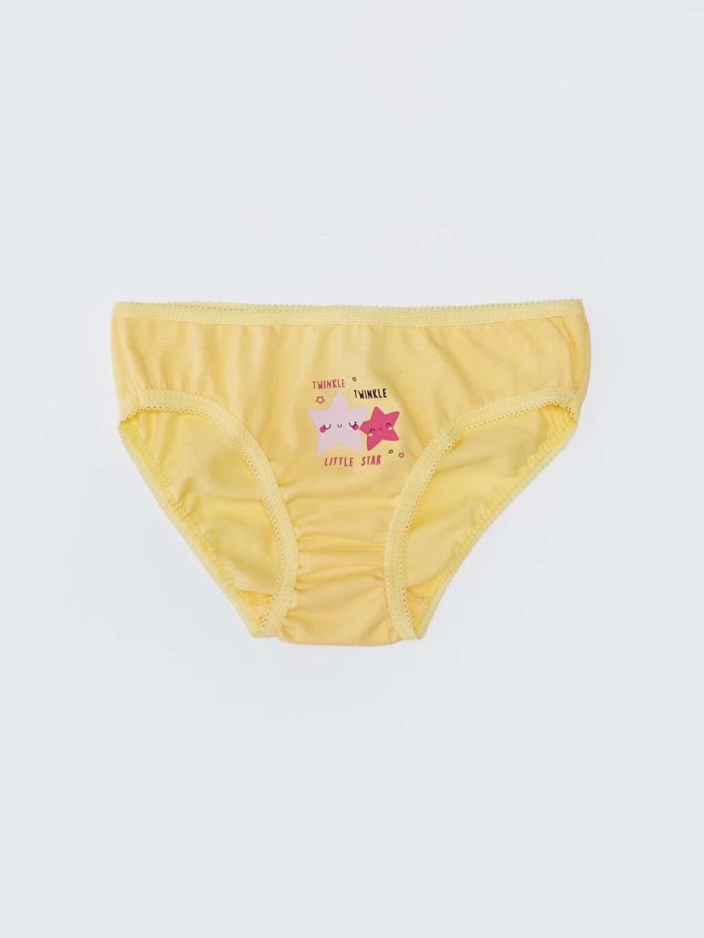 Sarı Beli Lastikli Baskılı Kız Bebek Külot