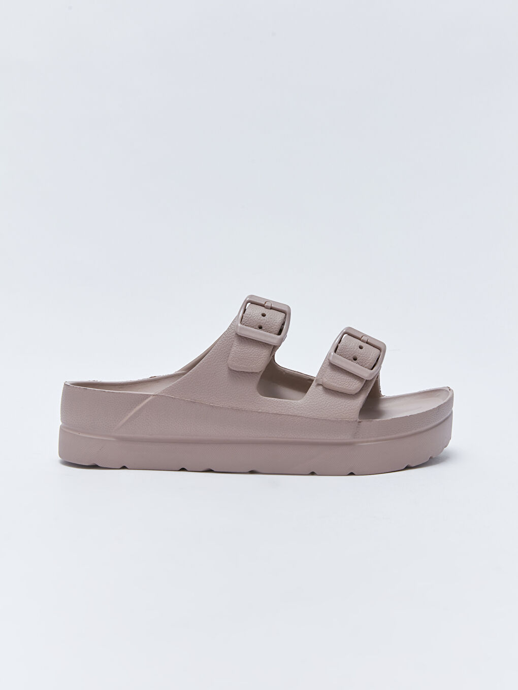 Bej Kalın Taban Çift Bantlı Kadın Terlik-1