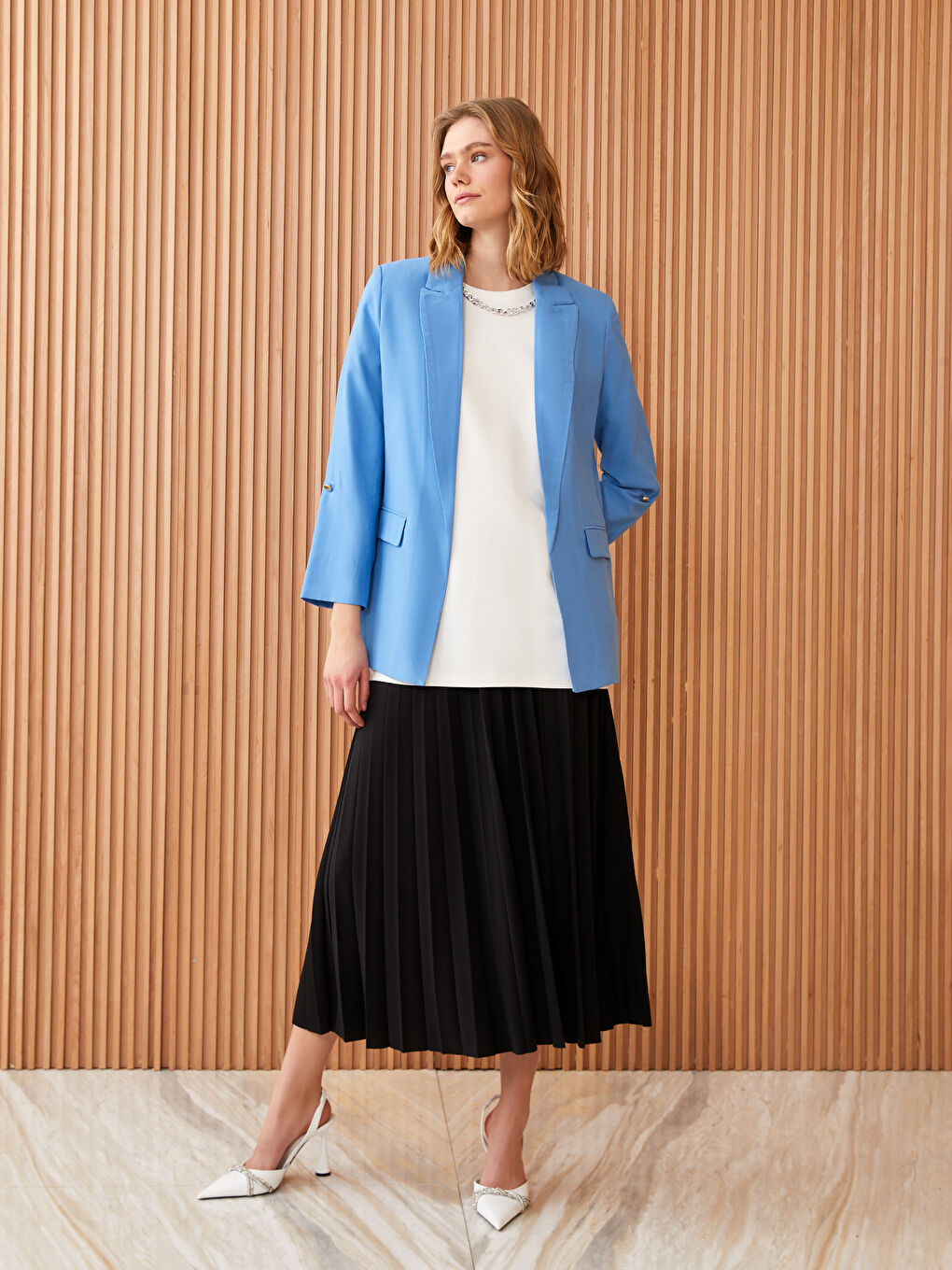 LCW Modest Plain Long Sleeve Women's Blazer Jacket -S3EQ27Z8-V0M
