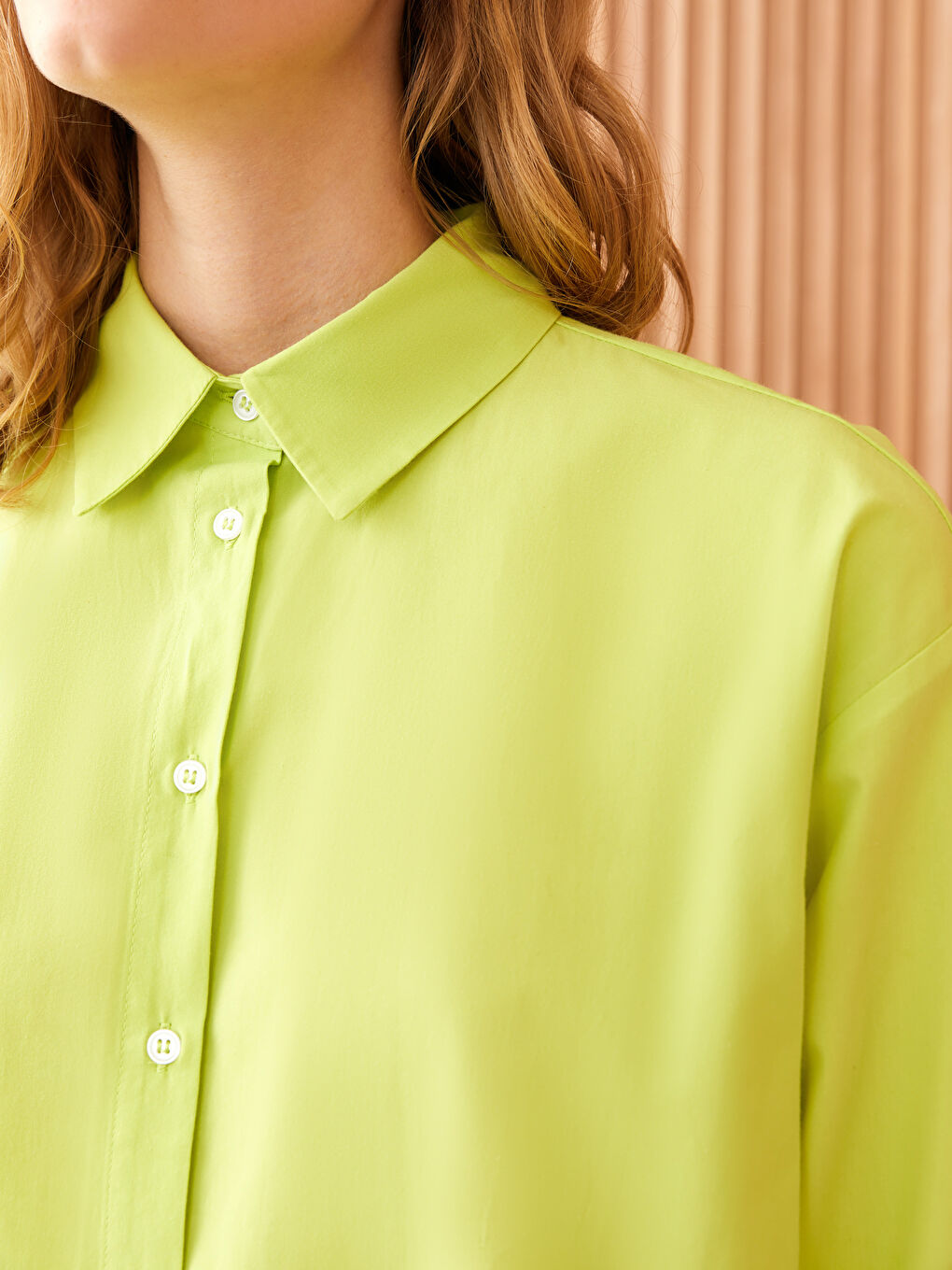 Plain Long Sleeve Oversize Poplin Women's Shirt Tunic-3