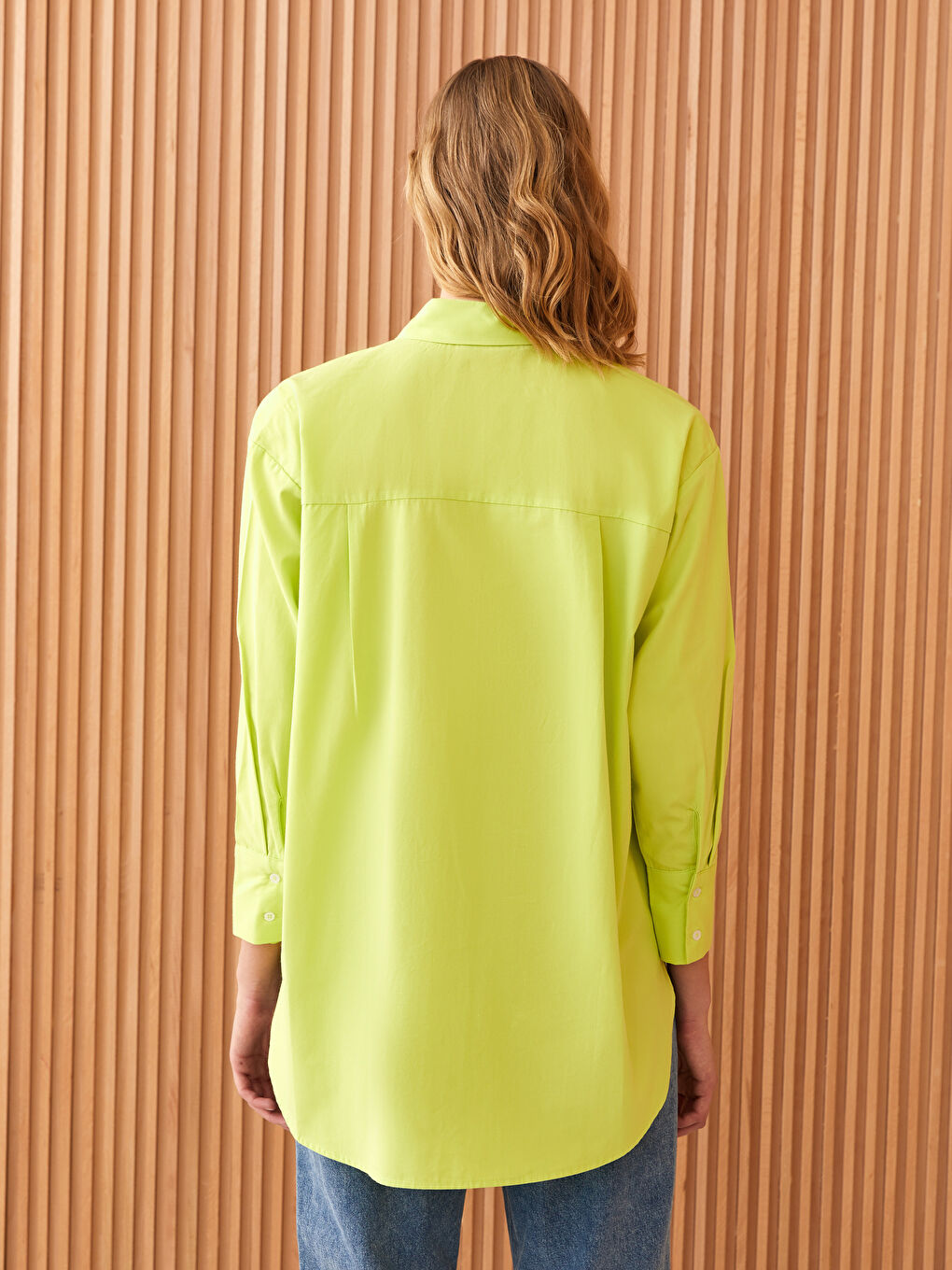 Plain Long Sleeve Oversize Poplin Women's Shirt Tunic-4